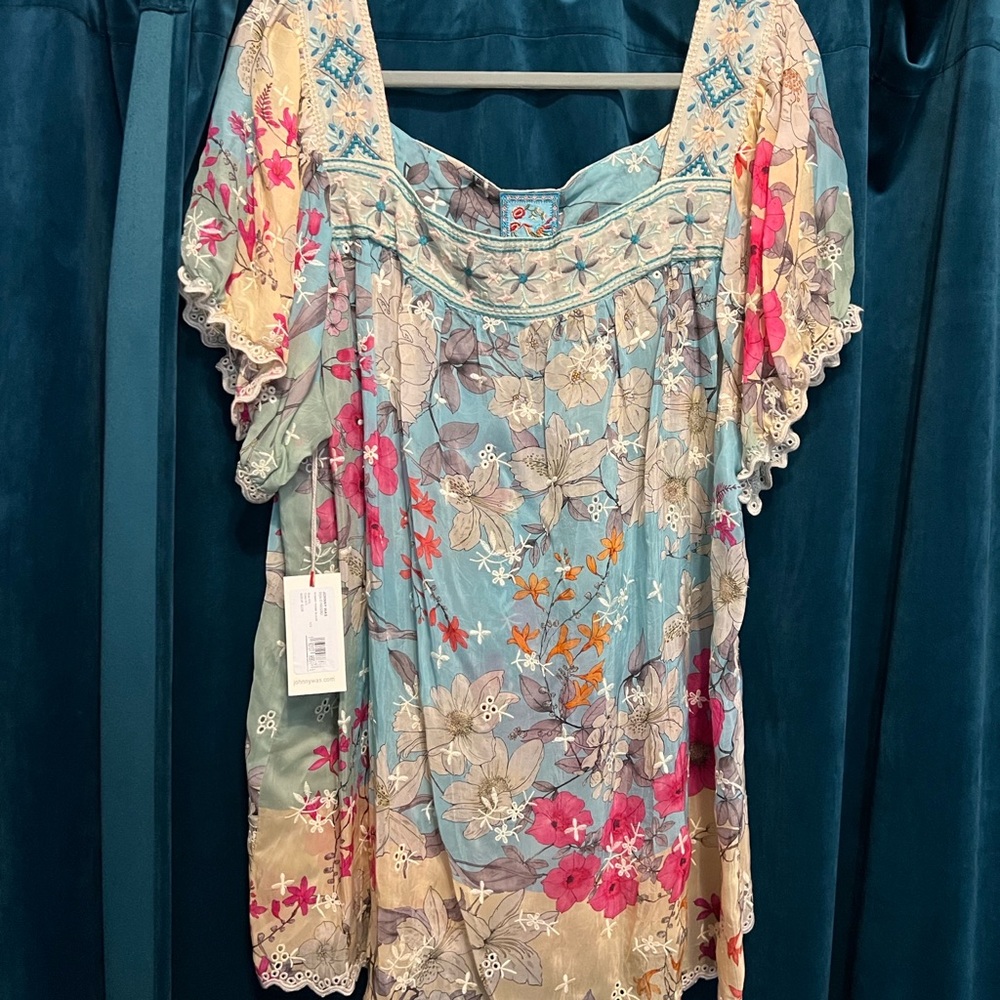 JOHNNY WAS PERMINT PADME BLOUSE Size: XXL MSRP: $298 NWT
